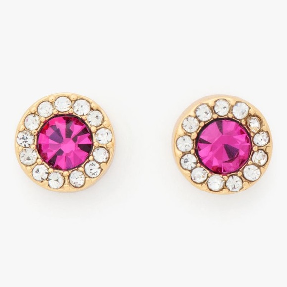 kate spade Jewelry - Kate Spade You're A Gem Pave Halo Studs Earrings Fuchsia